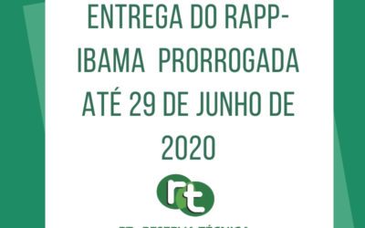 Entrega do RAPP-IBAMA foi prorrogada até 29 de junho de 2020