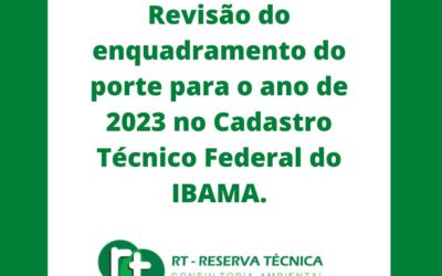 Revisão do enquadramento do porte para o ano de 2023 no Cadastro Técnico Federal do IBAMA.
